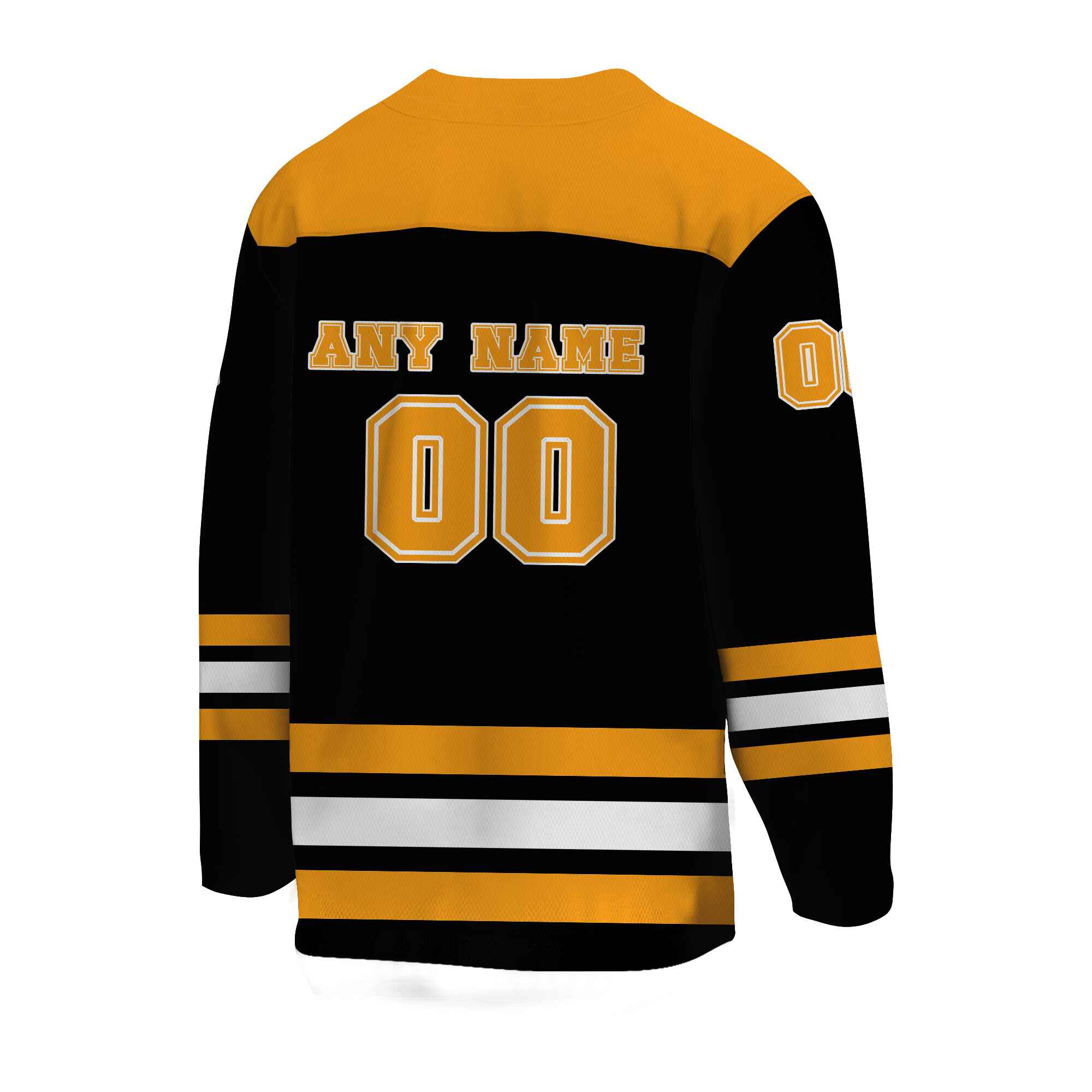 Custom Balck Gold-White Hockey Jersey