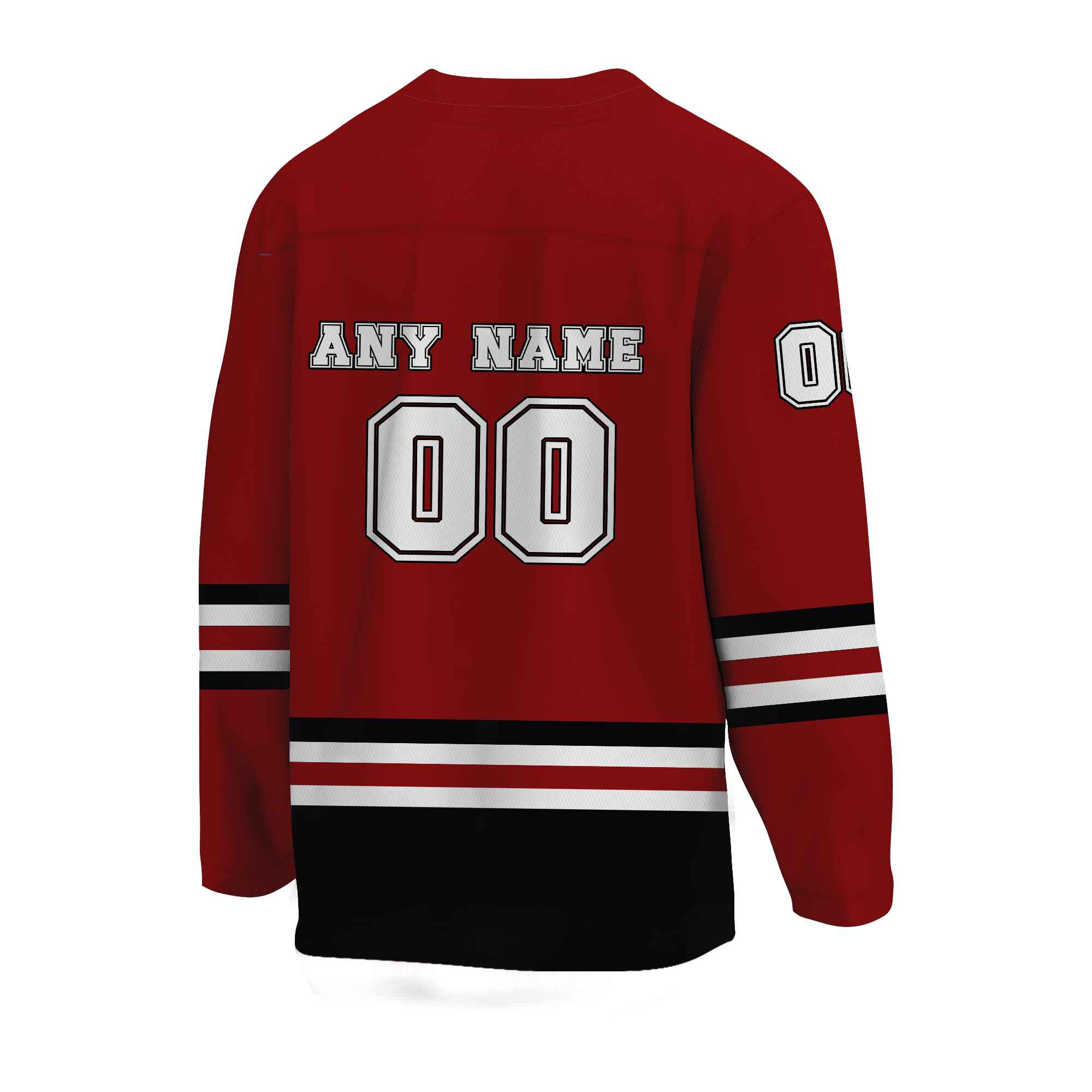 Custom Burgundy Black-White Hockey Jersey