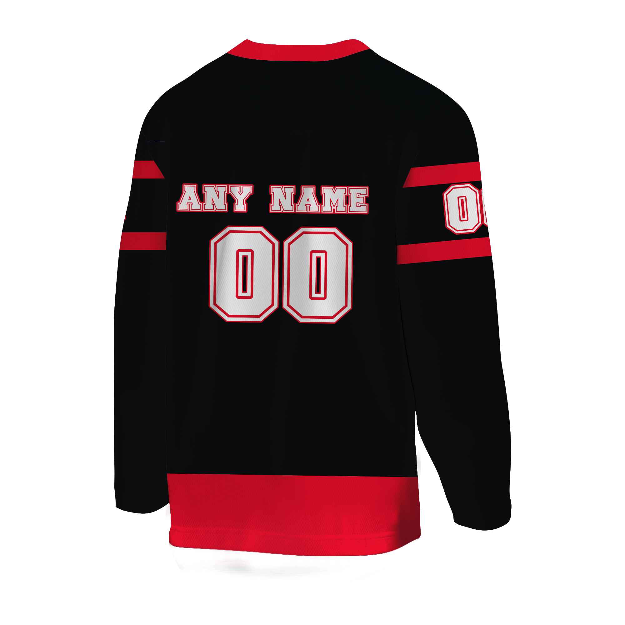 Custom Black White-Red Hockey Jersey