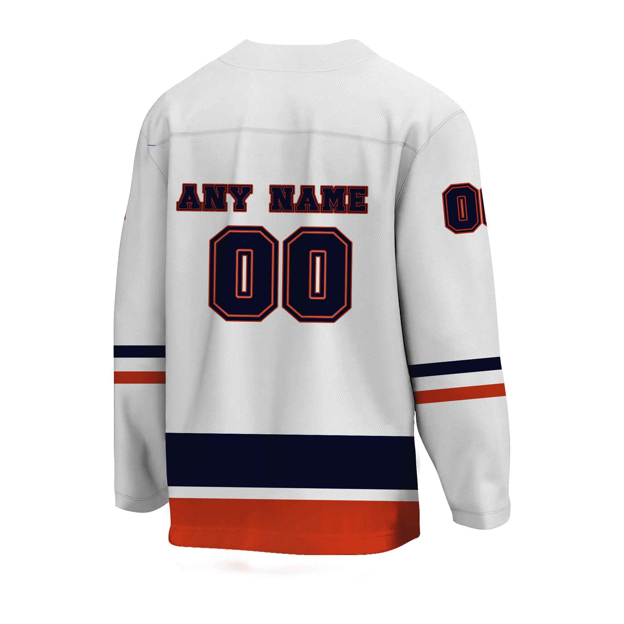 Custom White Navy-Orange Hockey Jersey
