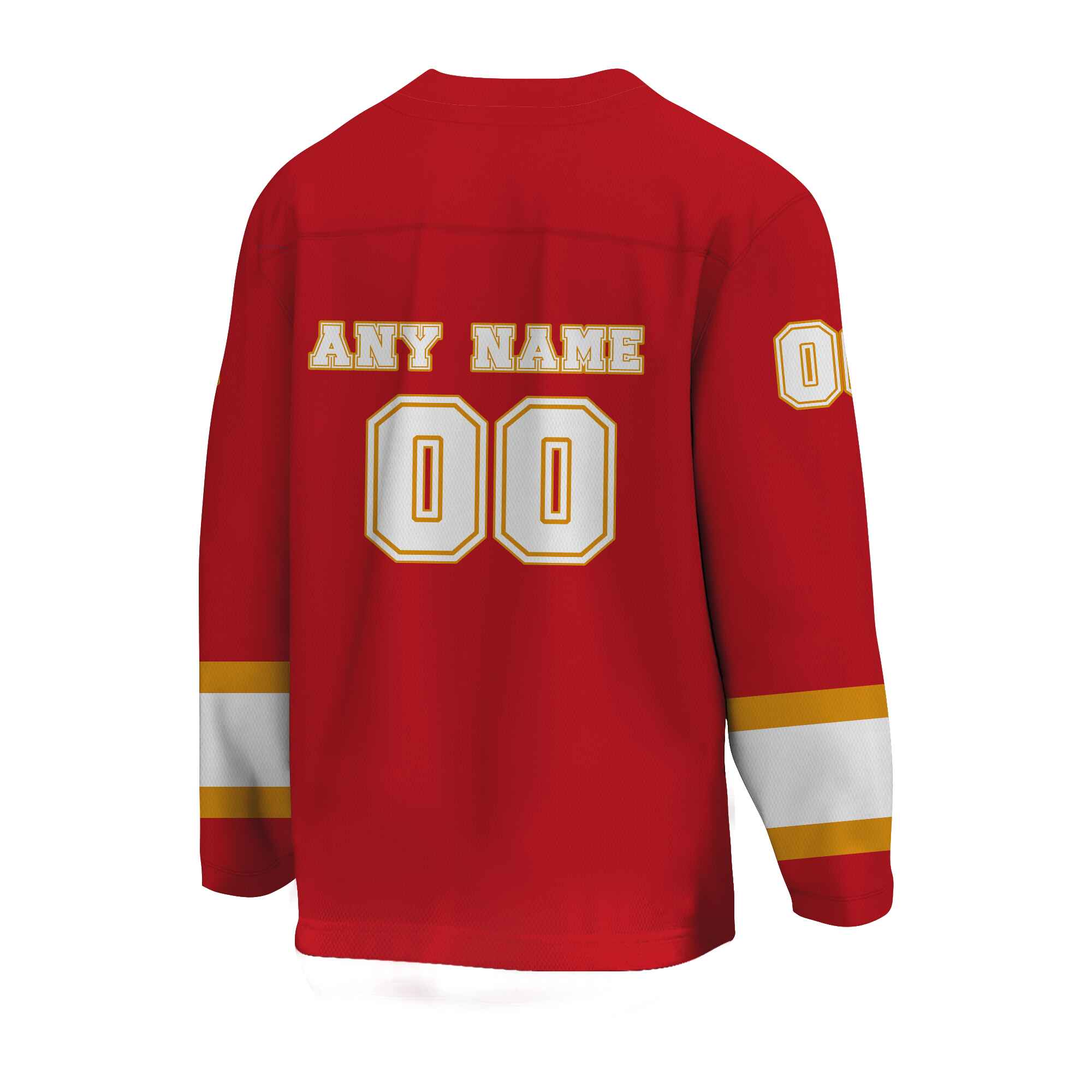 Custom Red Gold-White Hockey Jersey