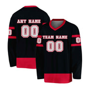 Custom Black White-Red Hockey Jersey