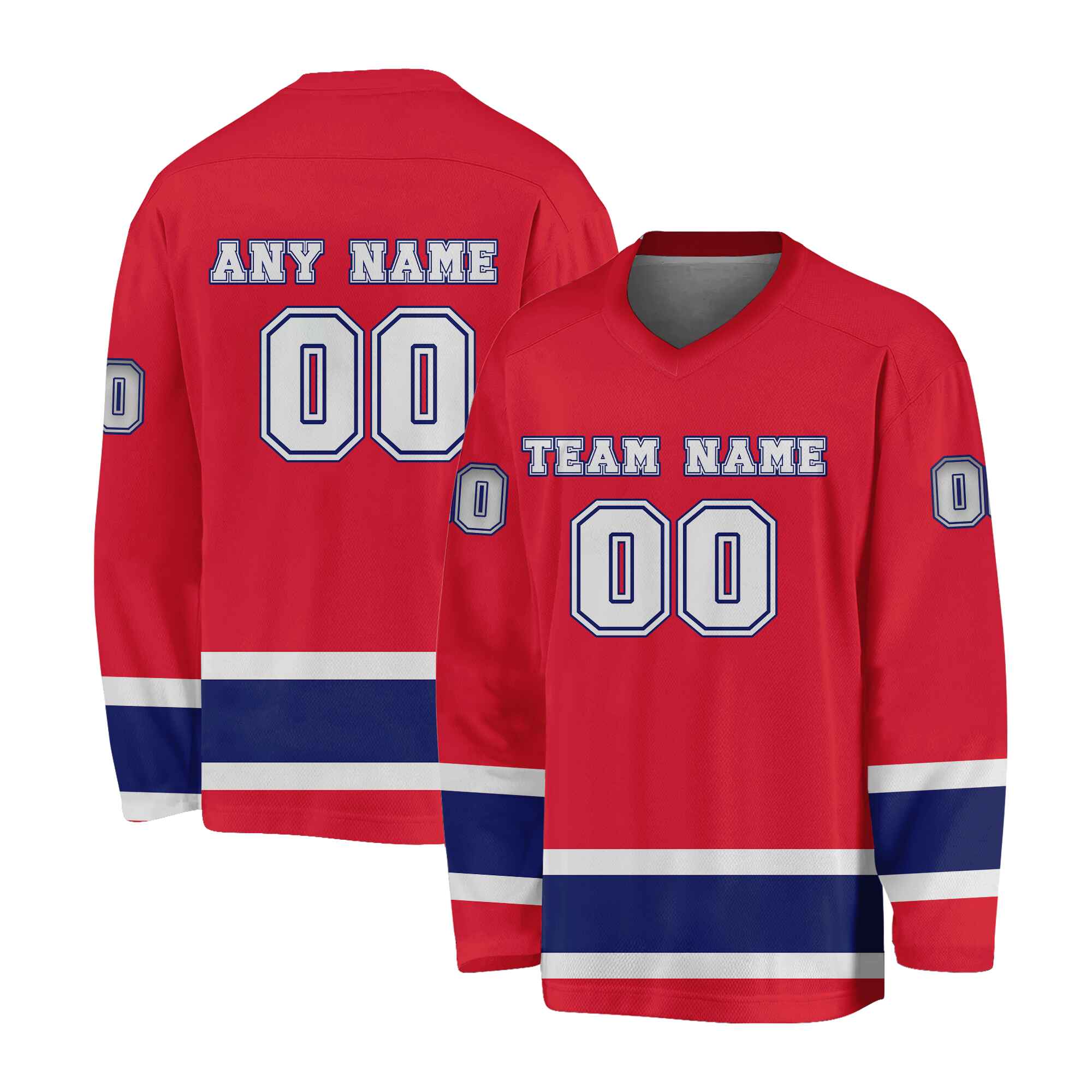 Custom Red White-Royal Hockey Jersey