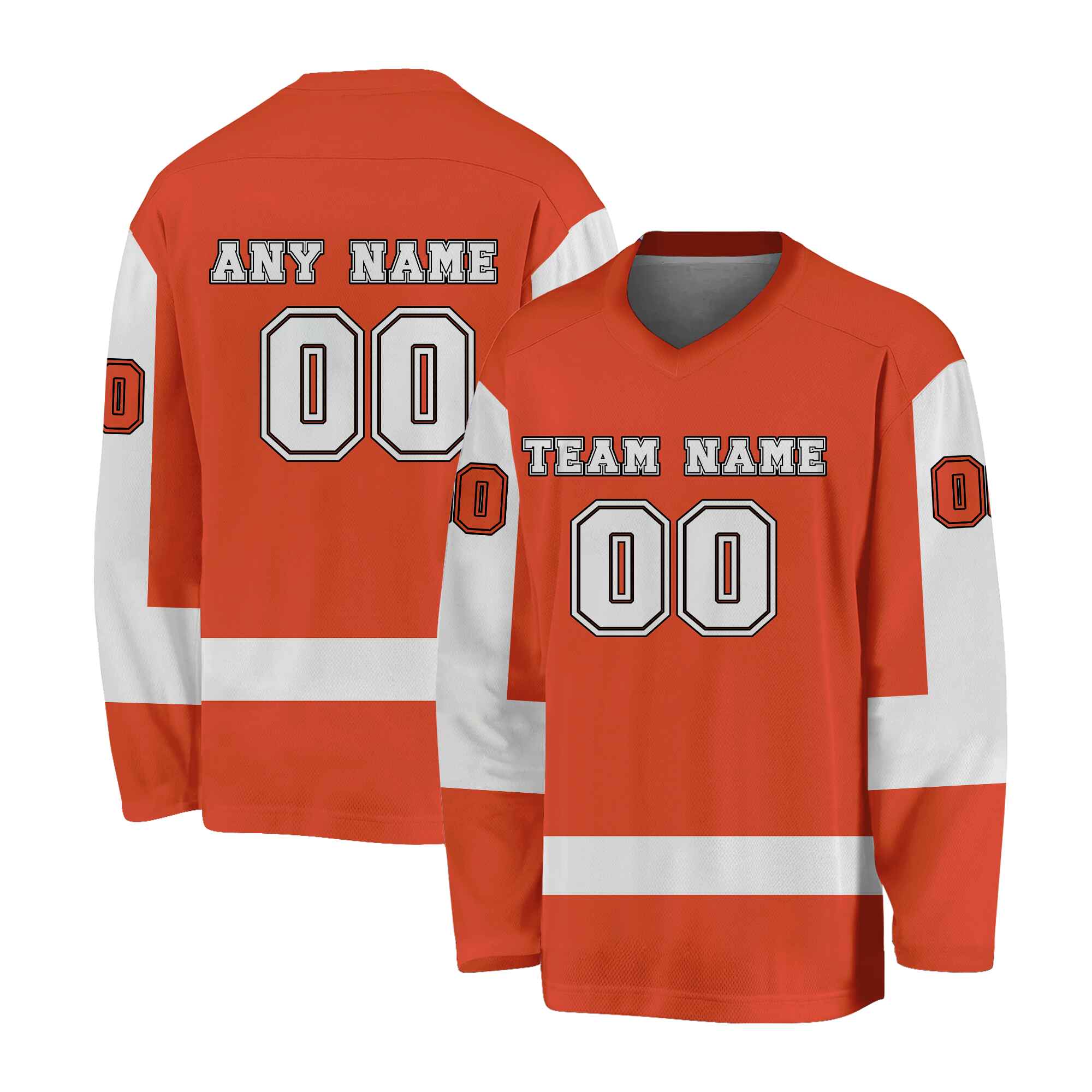 Custom Orange White-Black Hockey Jersey