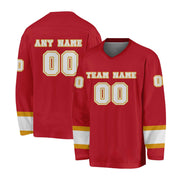 Custom Red Gold-White Hockey Jersey