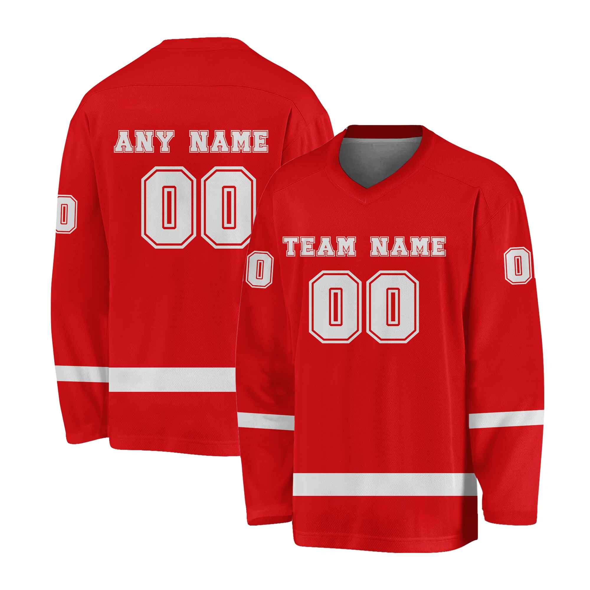 Custom Red-White Hockey Jersey