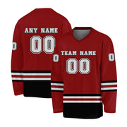 Custom Burgundy Black-White Hockey Jersey