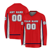 Custom Red-White Navy Hockey Jersey