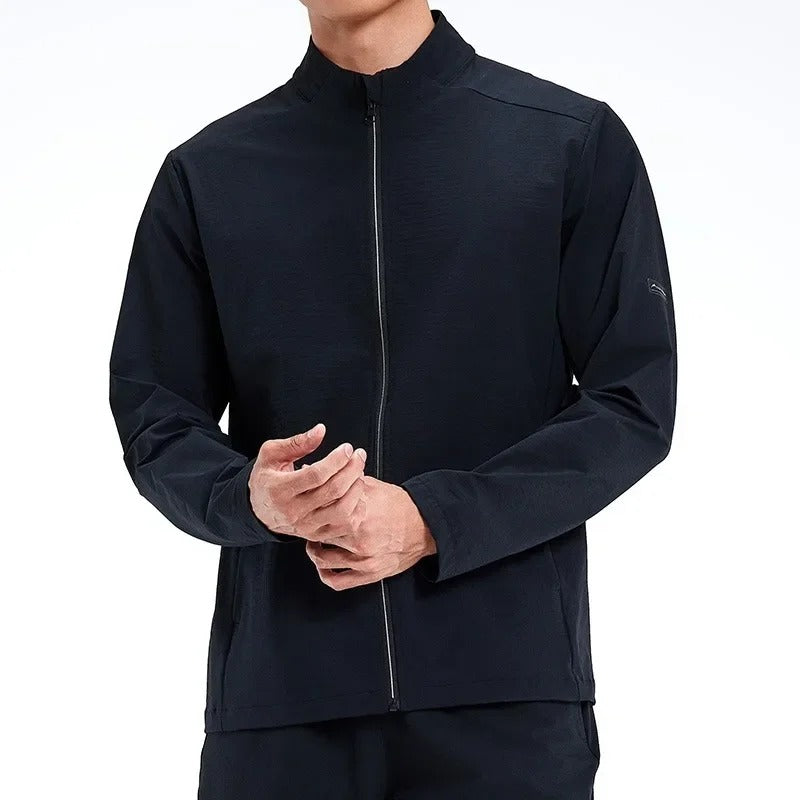 Men's Lightweight Outdoor Sports Jacket – Stand Collar Windproof Running & Hiking Coat