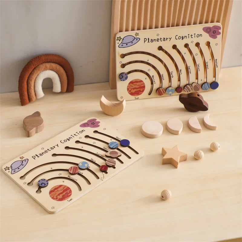 Set 2 Planet Puzzle, Preschool Learning Space-themed Busy Board for Toddler, Solar System Model Educational Puzzle, Birthday Gift for 2 Years Old, Toddler gift, Kids Christmas gift C162