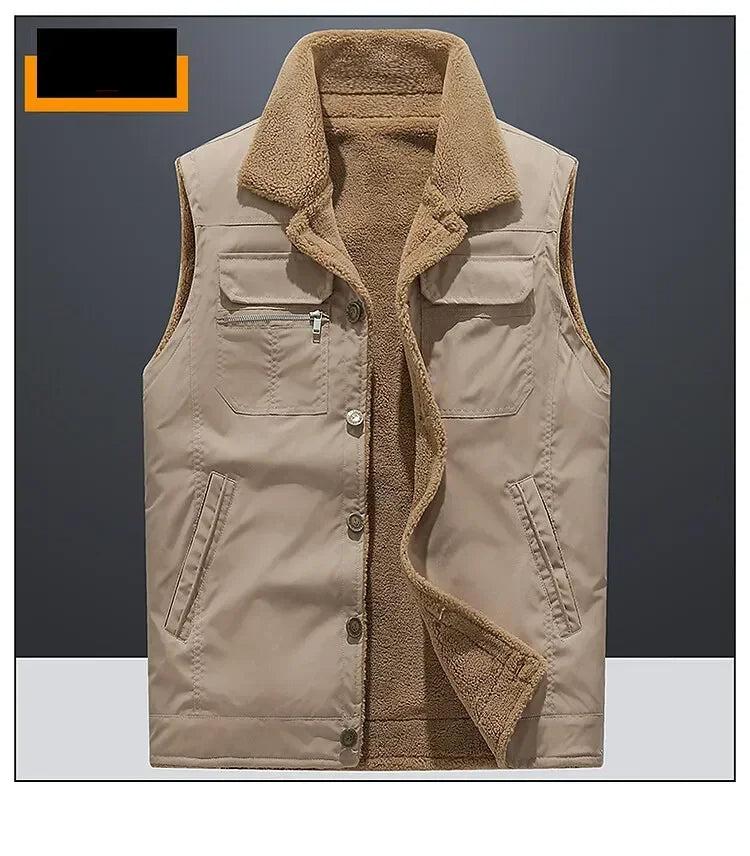 2024 Men’s Plus Size Fleece Vest – Warm Sleeveless Jackets, Autumn Winter Waist Coat up to 5XL C10