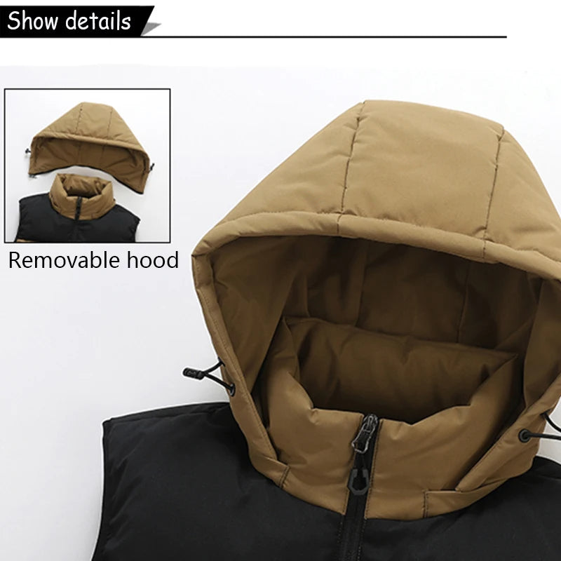 Men's Puffer Vest Warm Sleeveless Winter Jackets Waterproof Zipper Coats With Stand-Up Collar Casual Lightweight Outerwear For Cold Weather C17