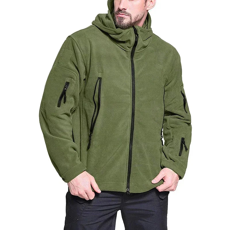 Men’s Winter Fleece Hoodie Jacket – Warm Full Zip Multi-Pocket Outdoor Coat
