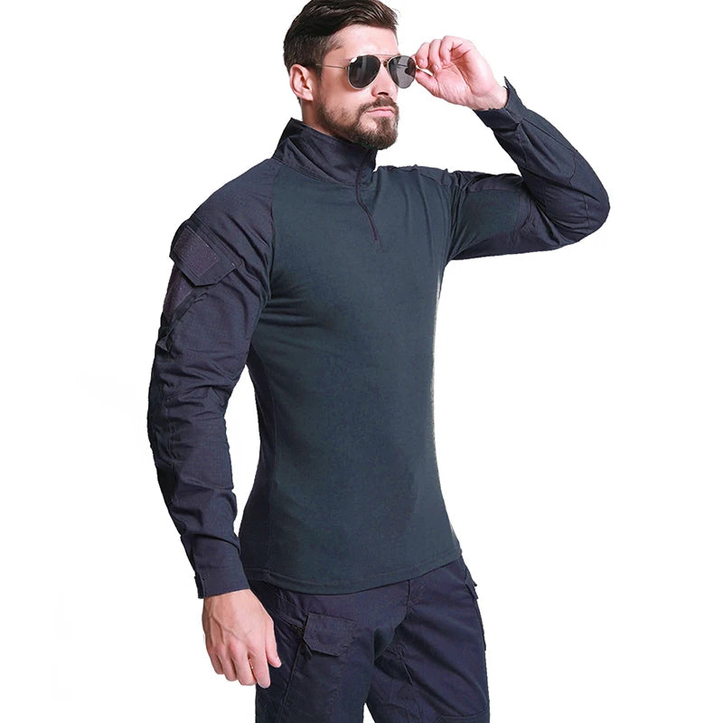 Men’s 1/4 Zip Tactical Shirt – Breathable Long Sleeve Ripstop Outdoor Combat Style Top