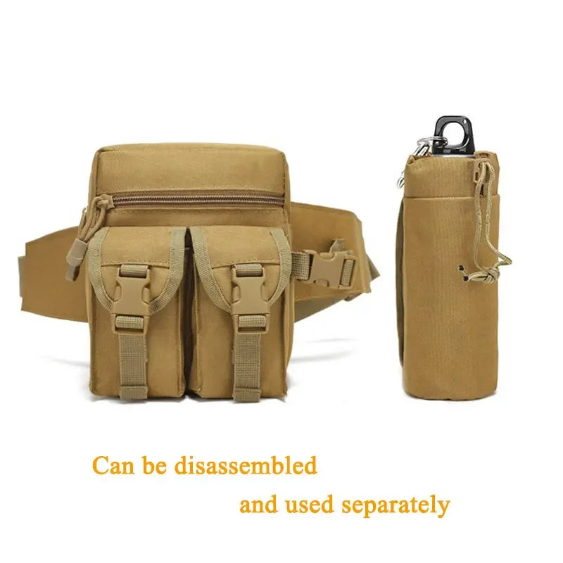 Tactical Men Waist Pack Nylon Hiking Water Bottle Phone Pouch Outdoor Sports Hunting Climbing Camping Belt Bag