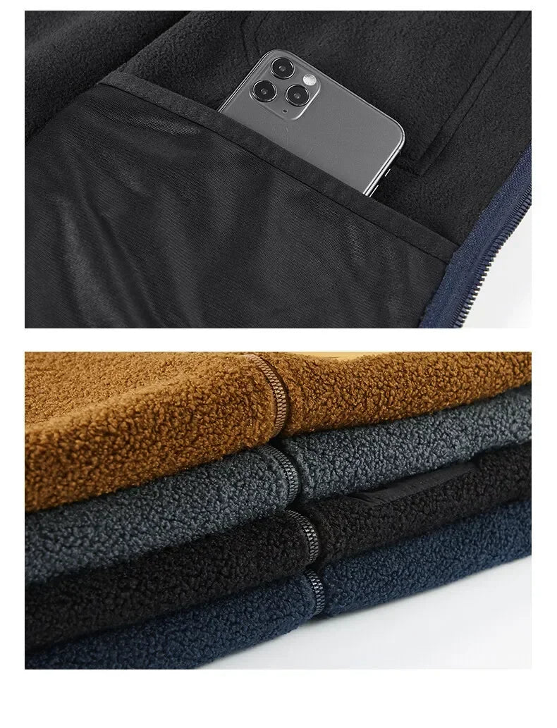 Warm Winter Fleece Vest for Men – Heated, Multi-Pocket Casual Waistcoat for Cycling, Plus Size Options C5