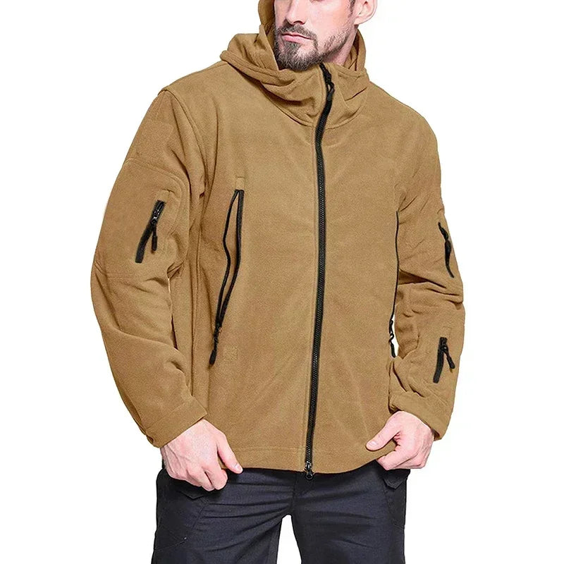 Men’s Winter Fleece Hoodie Jacket – Warm Full Zip Multi-Pocket Outdoor Coat
