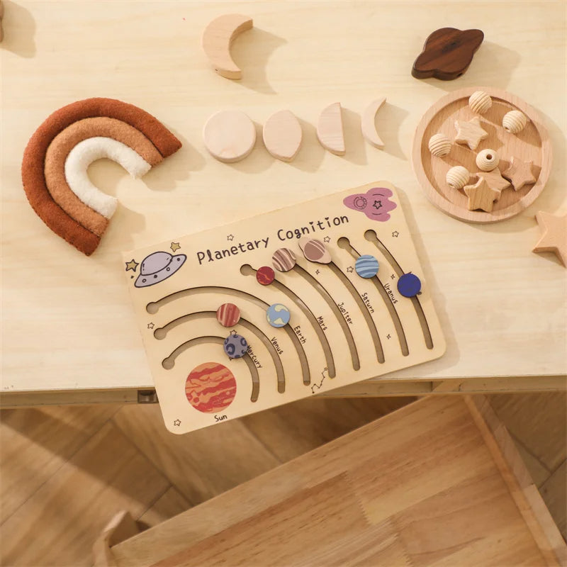 Set 2 Planet Puzzle, Preschool Learning Space-themed Busy Board for Toddler, Solar System Model Educational Puzzle, Birthday Gift for 2 Years Old, Toddler gift, Kids Christmas gift C162