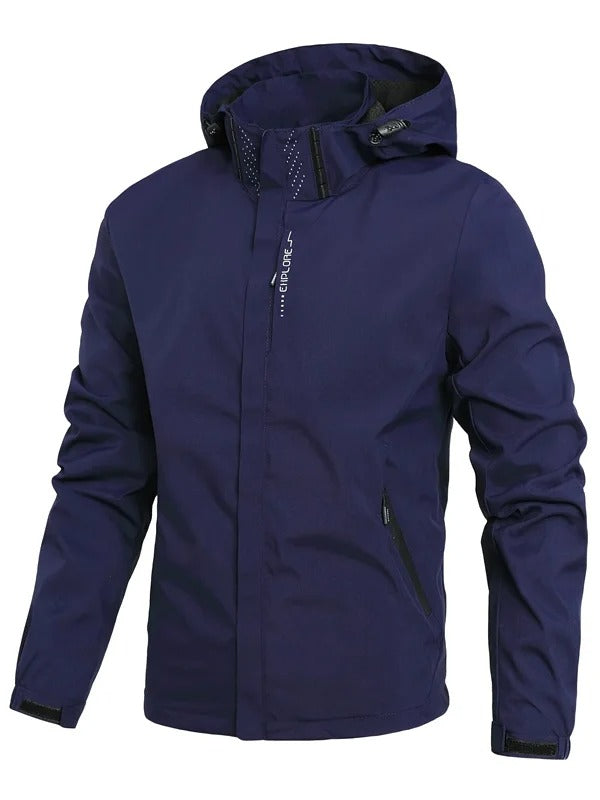 Men's Lightweight Waterproof Rain Jacket – Hooded Windproof Outdoor Hiking Jacket