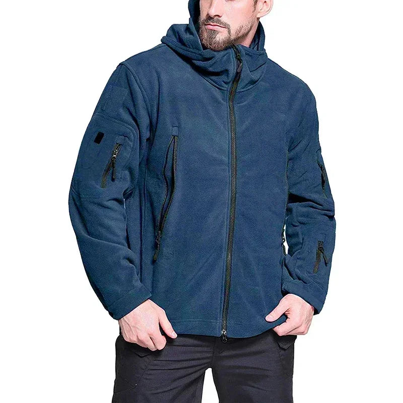 Men’s Winter Fleece Hoodie Jacket – Warm Full Zip Multi-Pocket Outdoor Coat