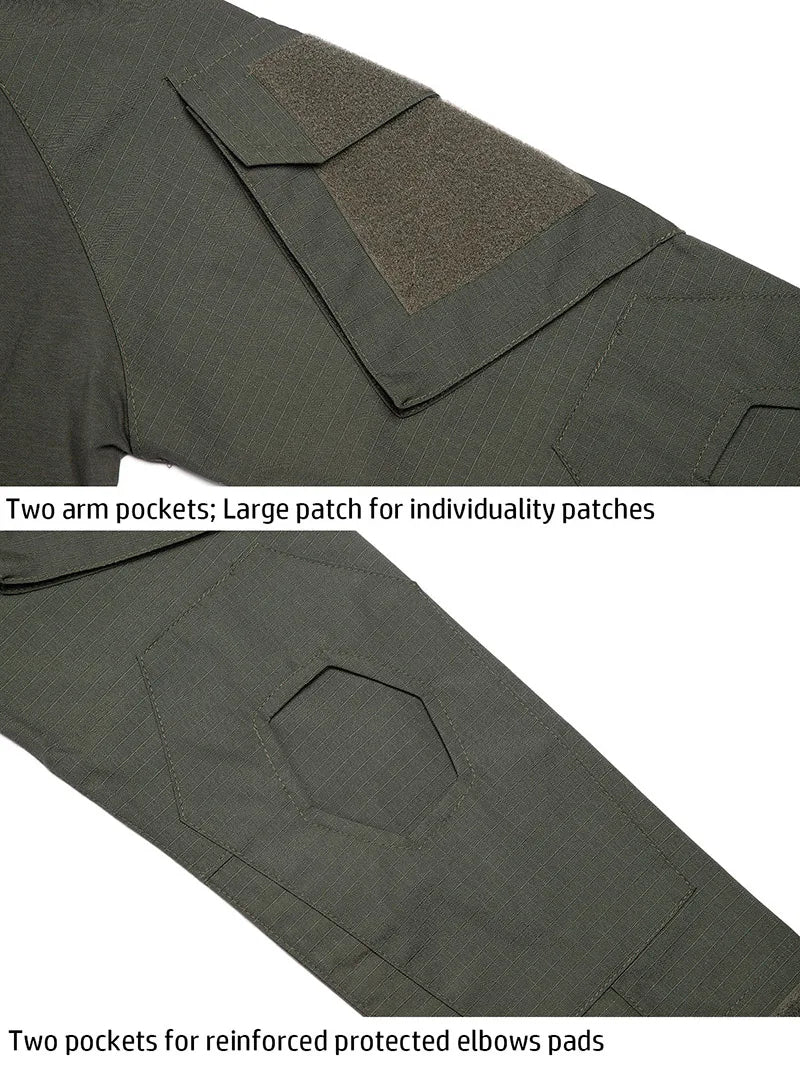 Men’s 1/4 Zip Tactical Shirt – Breathable Long Sleeve Ripstop Outdoor Combat Style Top