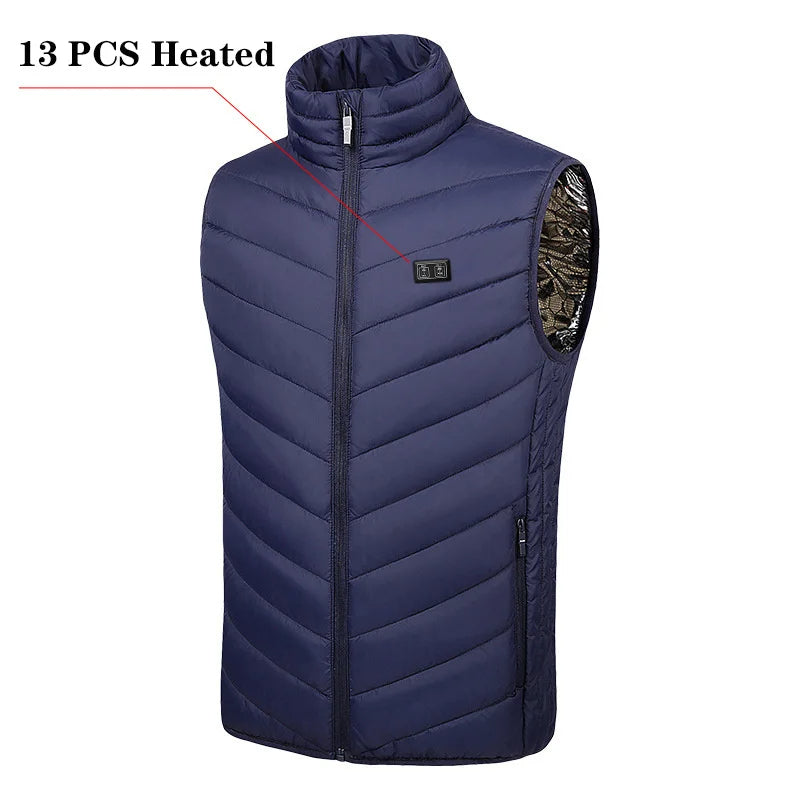 USB Heated Winter Vest – Multi-Zone Self-Heating Sleeveless Jacket for Men, Ideal for Hunting and Outdoor Wear C13