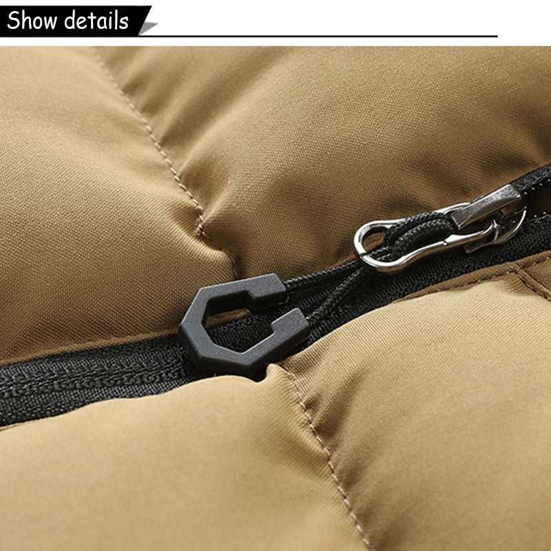 Men's Puffer Vest Warm Sleeveless Winter Jackets Waterproof Zipper Coats With Stand-Up Collar Casual Lightweight Outerwear For Cold Weather C17