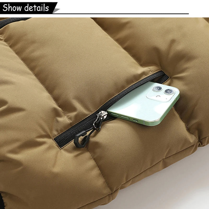 Men's Puffer Vest Warm Sleeveless Winter Jackets Waterproof Zipper Coats With Stand-Up Collar Casual Lightweight Outerwear For Cold Weather C17