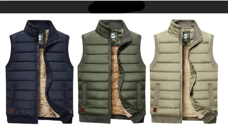Men's Puffer Vest Warm Sleeveless Winter Jackets Waterproof Zipper Coats With Stand-Up Collar Casual Lightweight Outerwear For Cold Weather C9