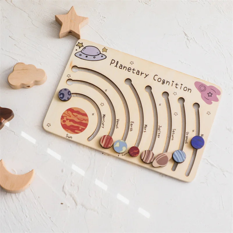 Set 2 Planet Puzzle, Preschool Learning Space-themed Busy Board for Toddler, Solar System Model Educational Puzzle, Birthday Gift for 2 Years Old, Toddler gift, Kids Christmas gift C162