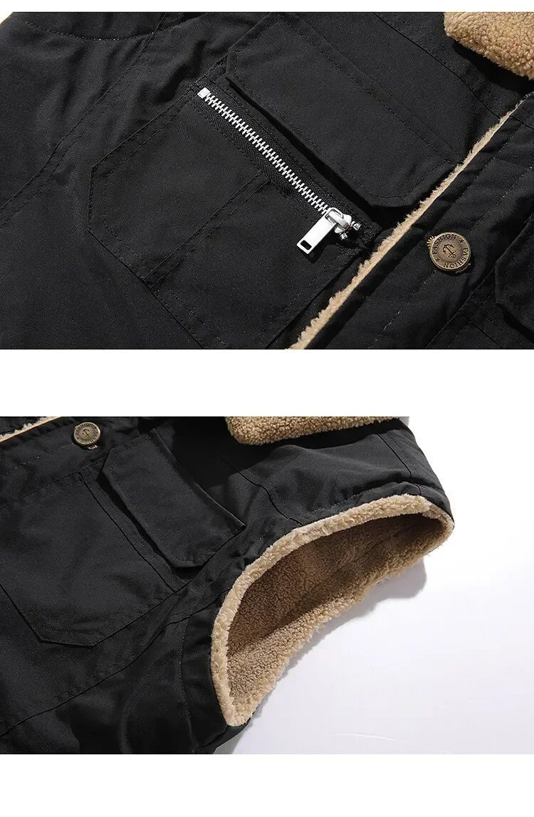 2024 Men’s Plus Size Fleece Vest – Warm Sleeveless Jackets, Autumn Winter Waist Coat up to 5XL C10
