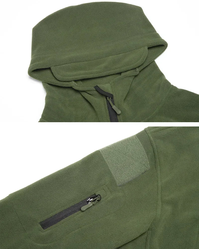 Men’s Winter Fleece Hoodie Jacket – Warm Full Zip Multi-Pocket Outdoor Coat