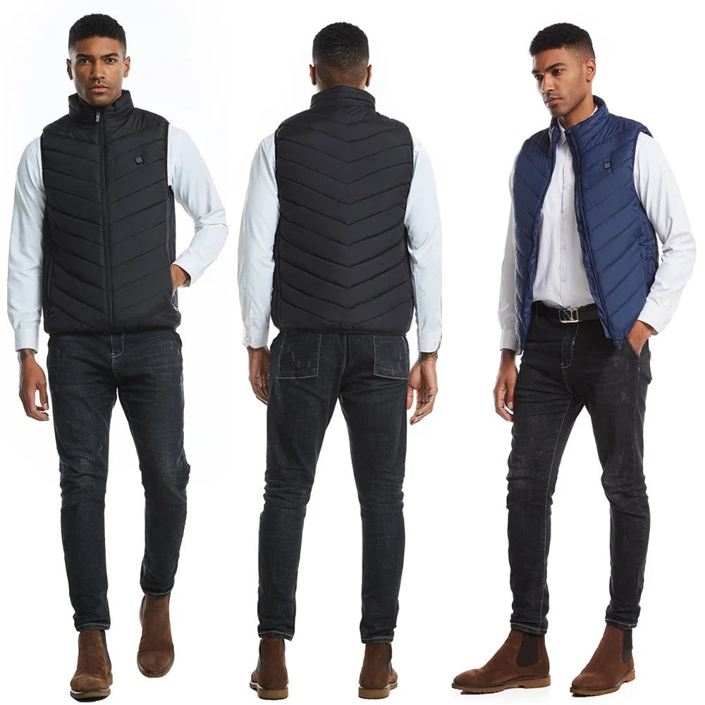 USB Heated Winter Vest – Multi-Zone Self-Heating Sleeveless Jacket for Men, Ideal for Hunting and Outdoor Wear C13