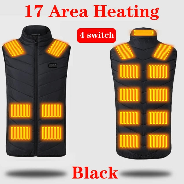 USB Heated Winter Vest – Multi-Zone Self-Heating Sleeveless Jacket for Men, Ideal for Hunting and Outdoor Wear C13