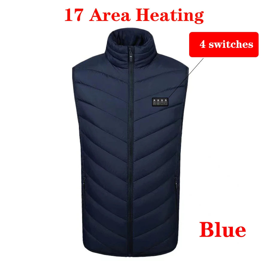 USB Heated Winter Vest – Multi-Zone Self-Heating Sleeveless Jacket for Men, Ideal for Hunting and Outdoor Wear C13