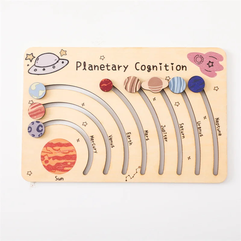 Set 2 Planet Puzzle, Preschool Learning Space-themed Busy Board for Toddler, Solar System Model Educational Puzzle, Birthday Gift for 2 Years Old, Toddler gift, Kids Christmas gift C162