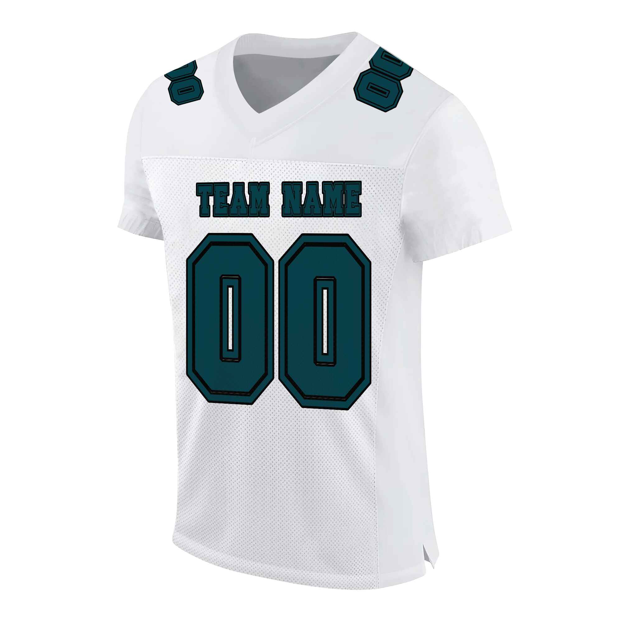 Custom White Green-Black Mesh Authentic Football Jersey