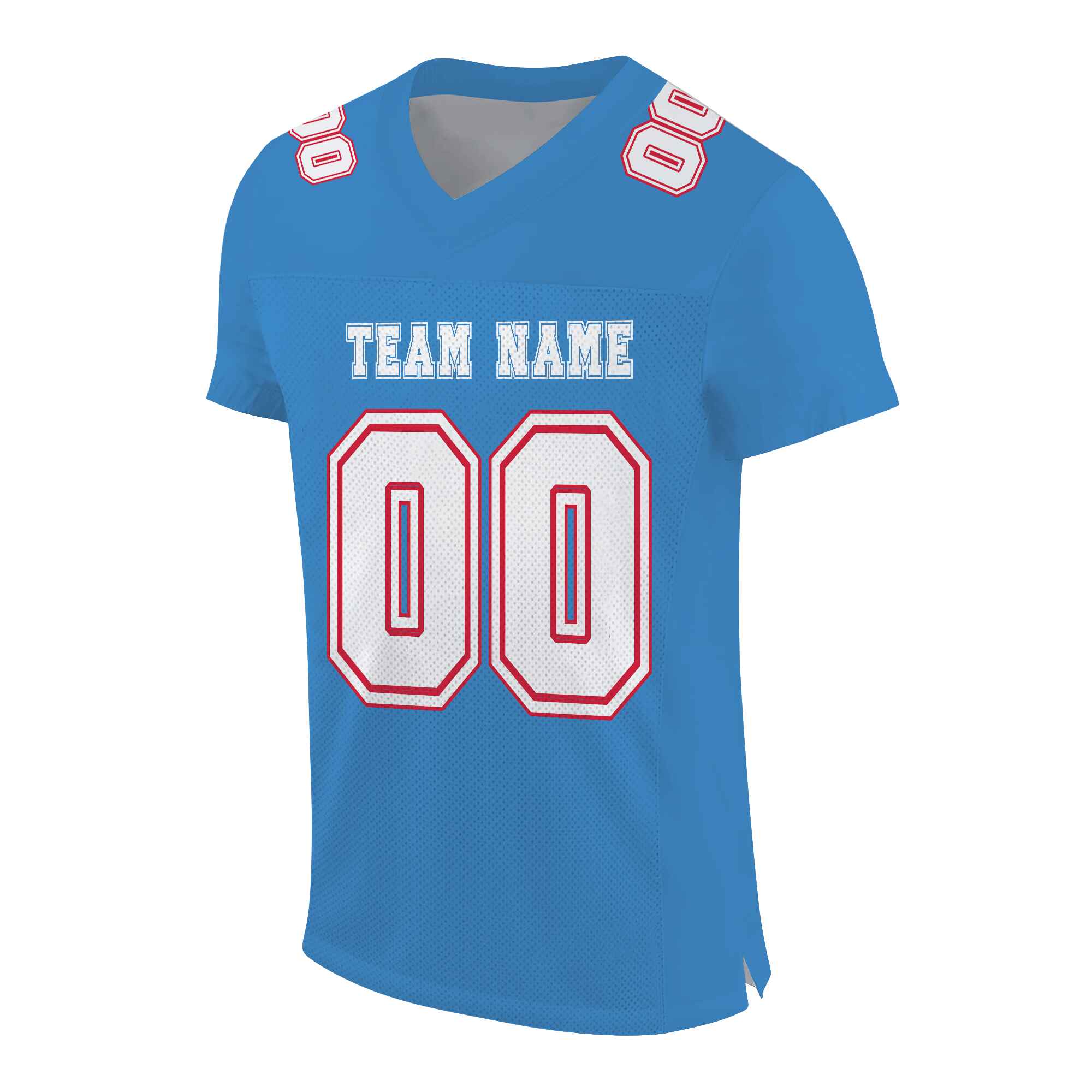 Custom Blue White-Red Mesh Authentic Football Jersey