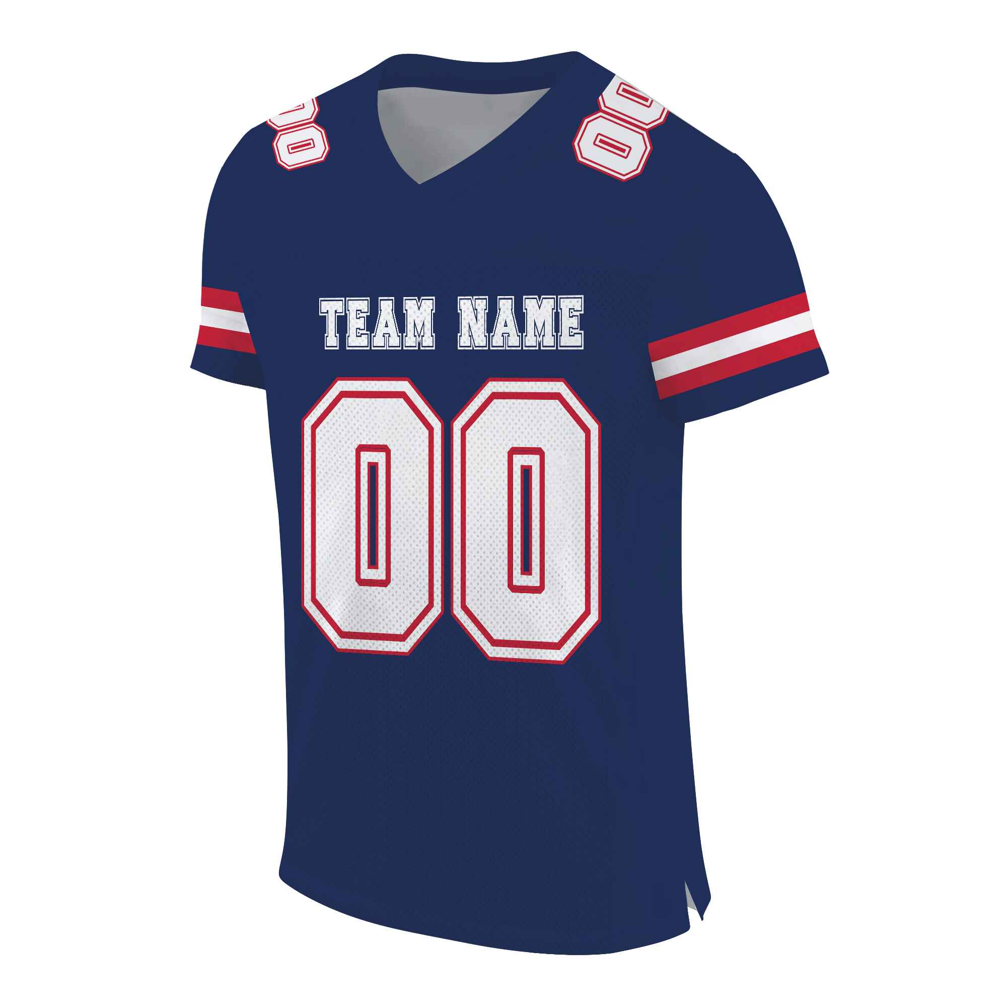 Custom Navy White-Red Mesh Authentic Football Jersey