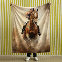 Thumbnail for Vintage Horse Equestrian Ephemera Velveteen Plush Blanket Gift for Horse lover, Farm House Decor, Equine Art, Antique Horse Decor, Equestrian Gifts 03