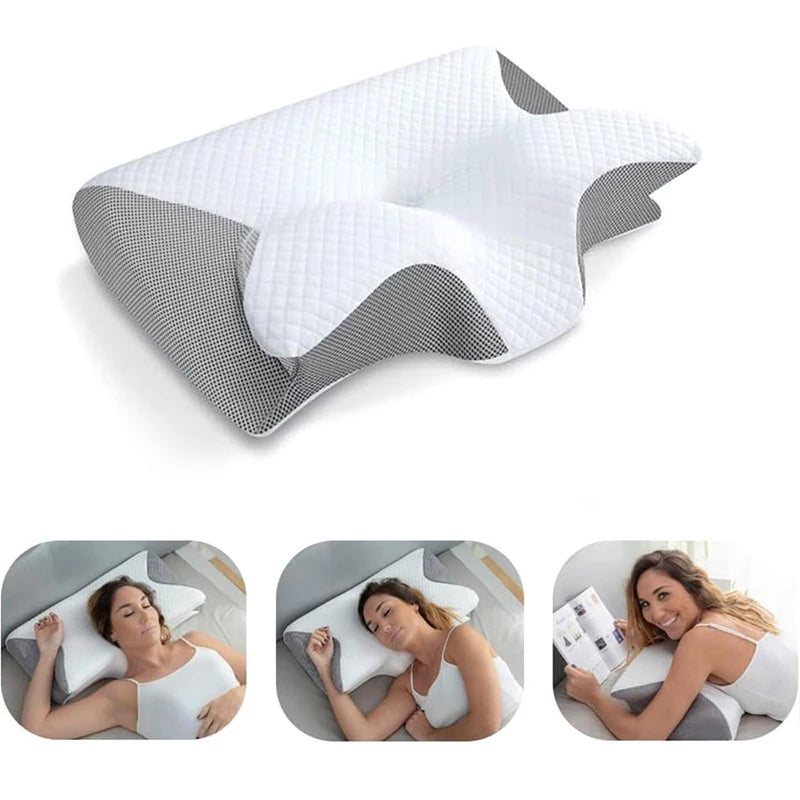 Memory Foam Cervical Pillow – 2-in-1 Ergonomic Contour Neck Support Pillow for Side and Back Sleeping