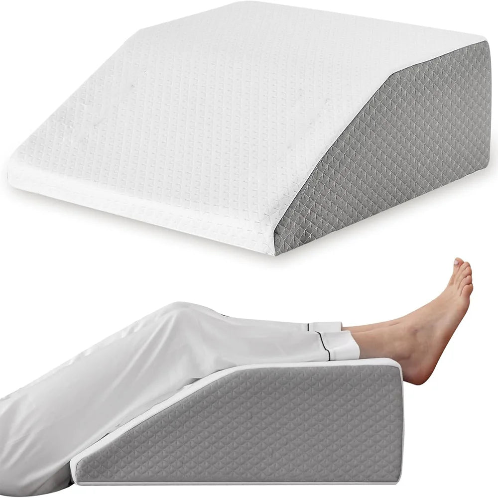 Memory Foam Leg Wedge Pillow – 8 Inch Elevation Support Cushion for Rest and Side Sleeping