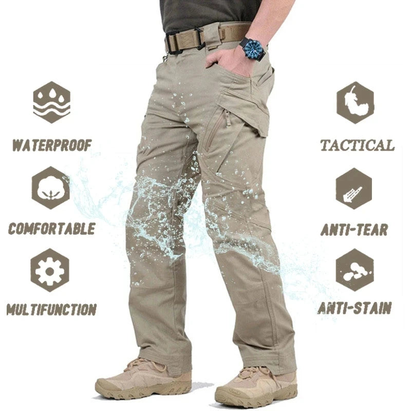Men’s Waterproof Tactical Cargo Pants – Multi-Pocket Outdoor Hiking Utility Trousers
