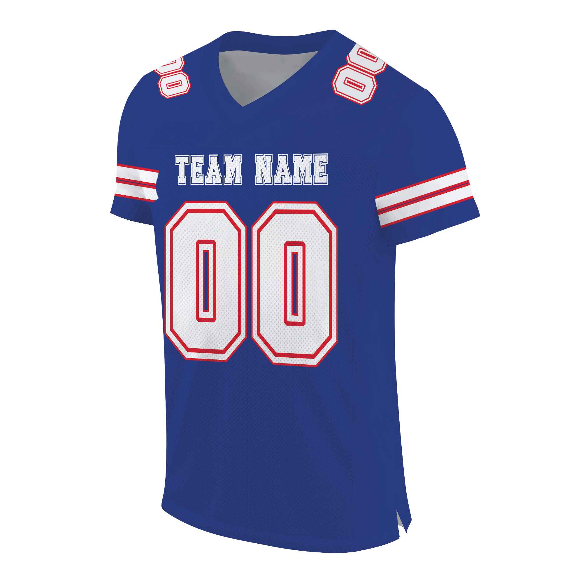 Custom Royal White-Red Mesh Authentic Football Jersey