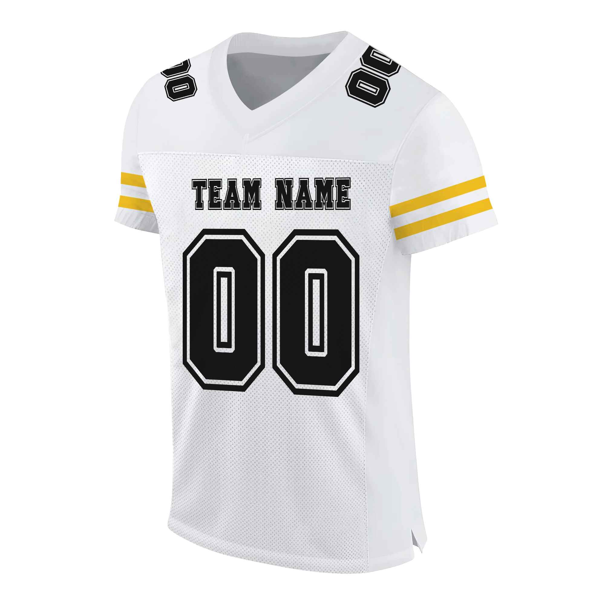 Custom White Black-Gold Mesh Authentic Football Jersey