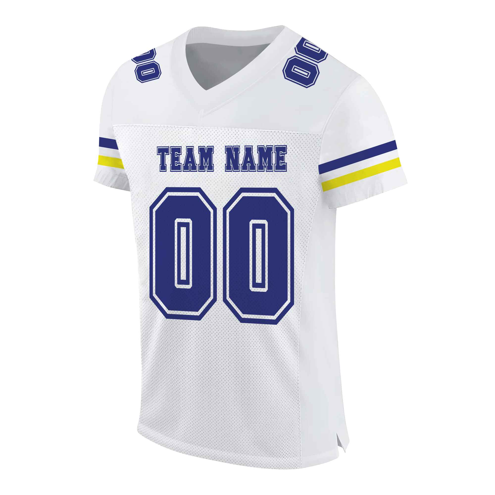 Custom White Royal-Gold Mesh Authentic Football Jersey