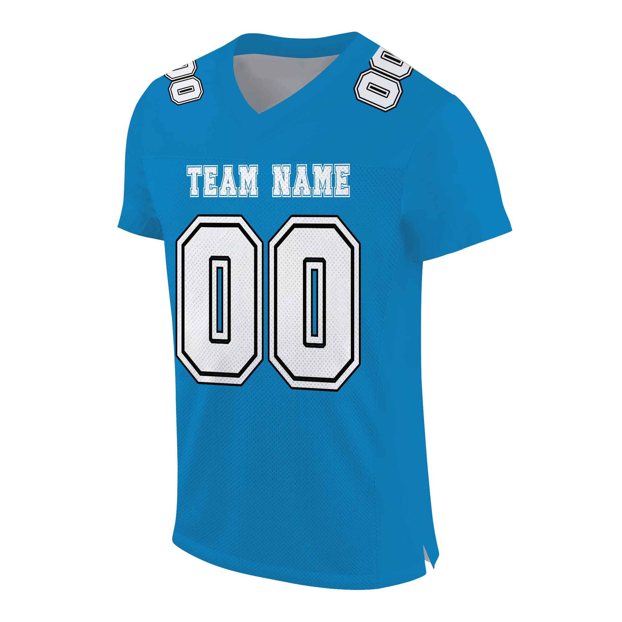 Custom Powder Blue White-Black Mesh Authentic Football Jersey