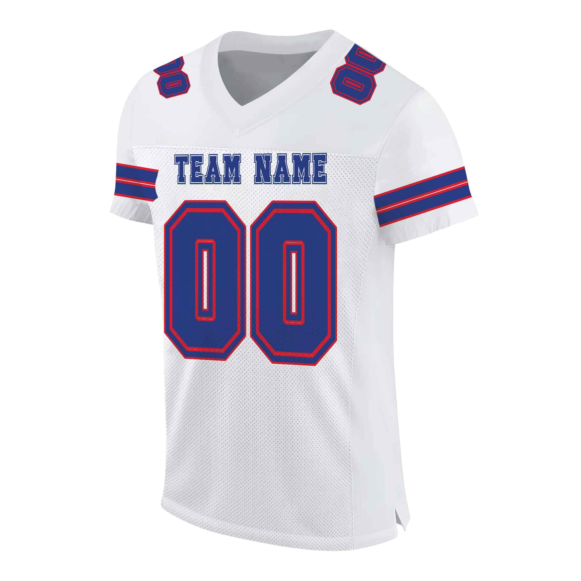 Custom White Royal-Red Mesh Authentic Football Jersey