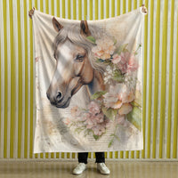 Thumbnail for Vintage Horse Equestrian Ephemera Velveteen Plush Blanket Gift for Horse lover, Farm House Decor, Equine Art, Antique Horse Decor, Equestrian Gifts 10