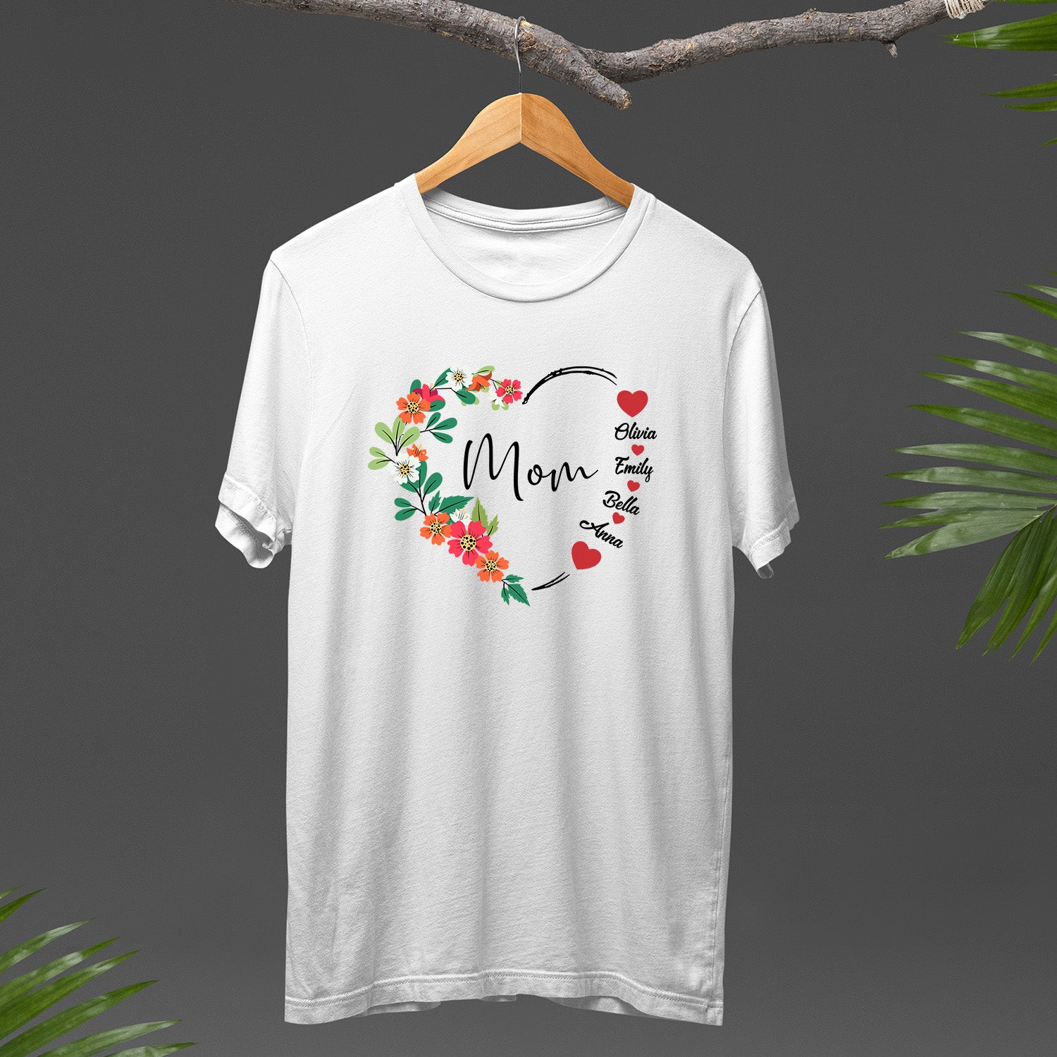 Custom Mom with Kids Names Shirt, Custom Gigi Heart Sweatshirt, Personalized Family T-Shirt, Your Name Floral Heart Sweater, Mama Shirt, Mom Shirt, Mother's Day Gift, Happy Mother’s Day